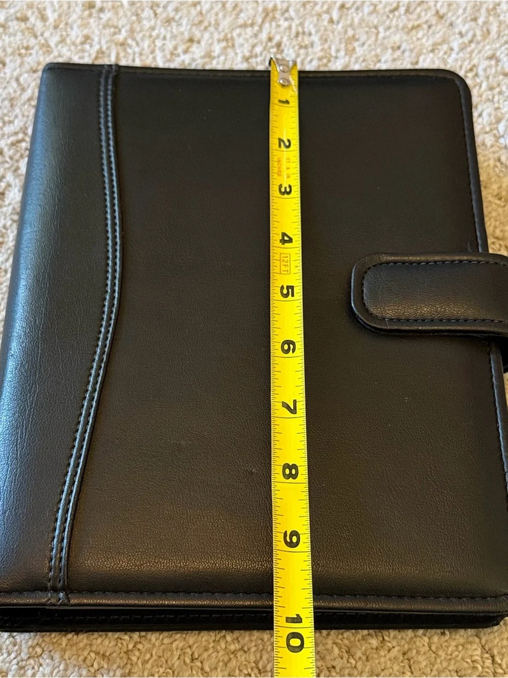 Day Timer Smooth Black Leather 7 Ring Planner Snap Close Inserts 90s Vintage (2)